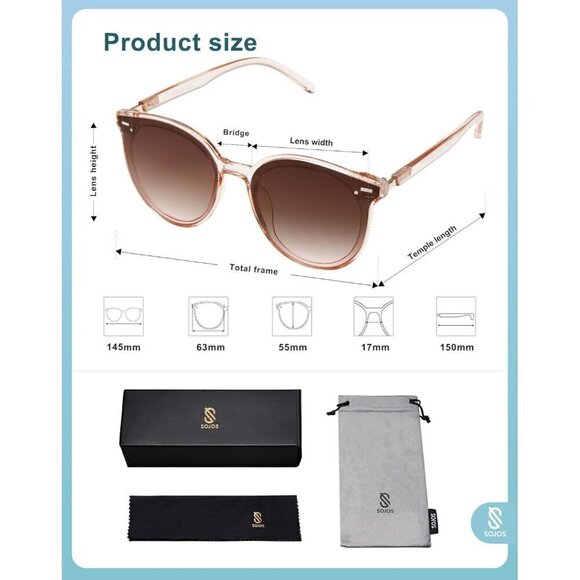 ?Sojos Sunglasses Women Brown Trendy Classic Round Retro Vintage Shades Eyewear main image 4